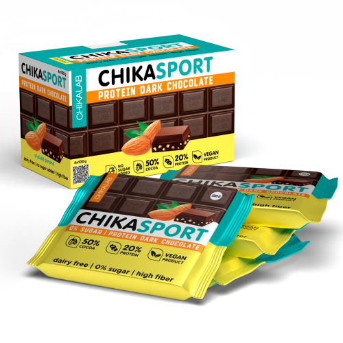 CZEKOLADA GORZKA CHIKASPORT 100 G - Z MIGDAŁAMI